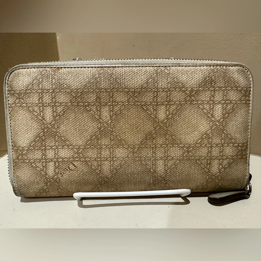 Vintage Christian Dior Long Zip Crosshatch Wallet